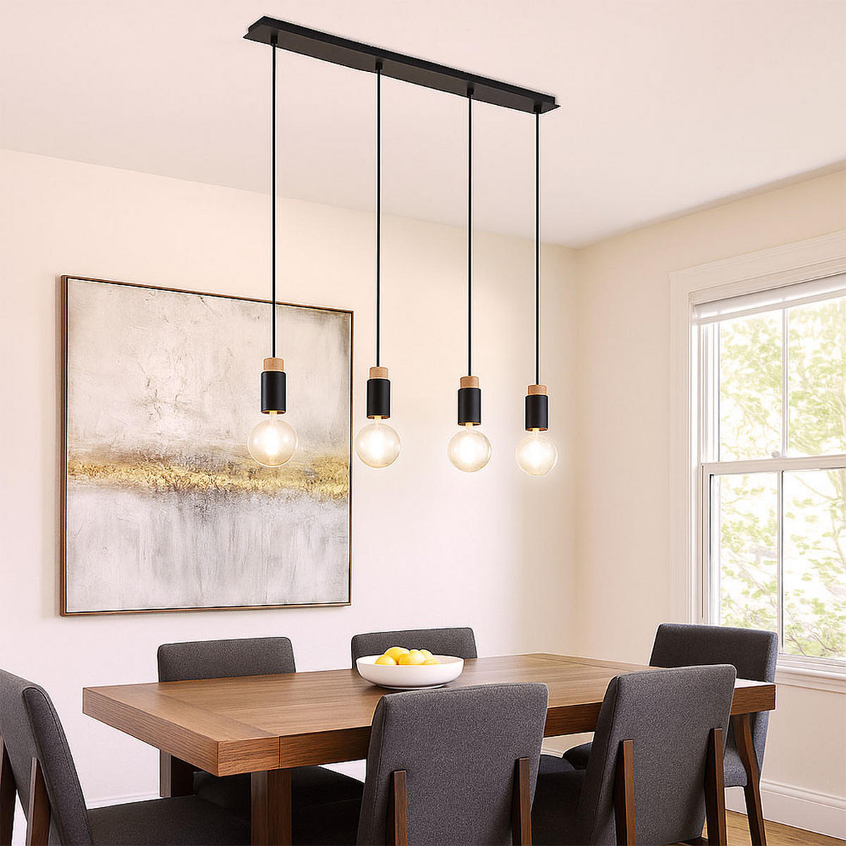 LED HÄNGELEUCHTE Matti Schwarz Dunkelbraun - Schwarz, Holz (75/8/120cm) - Globo Lighting