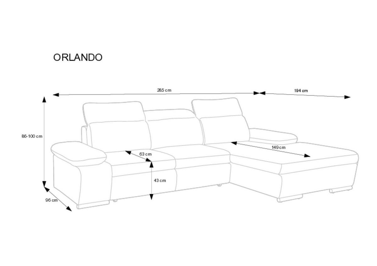 ECKSOFA ORLANDO Grau 285x194x100 cm - Grau, Textil (285/194cm) - FURNLUX