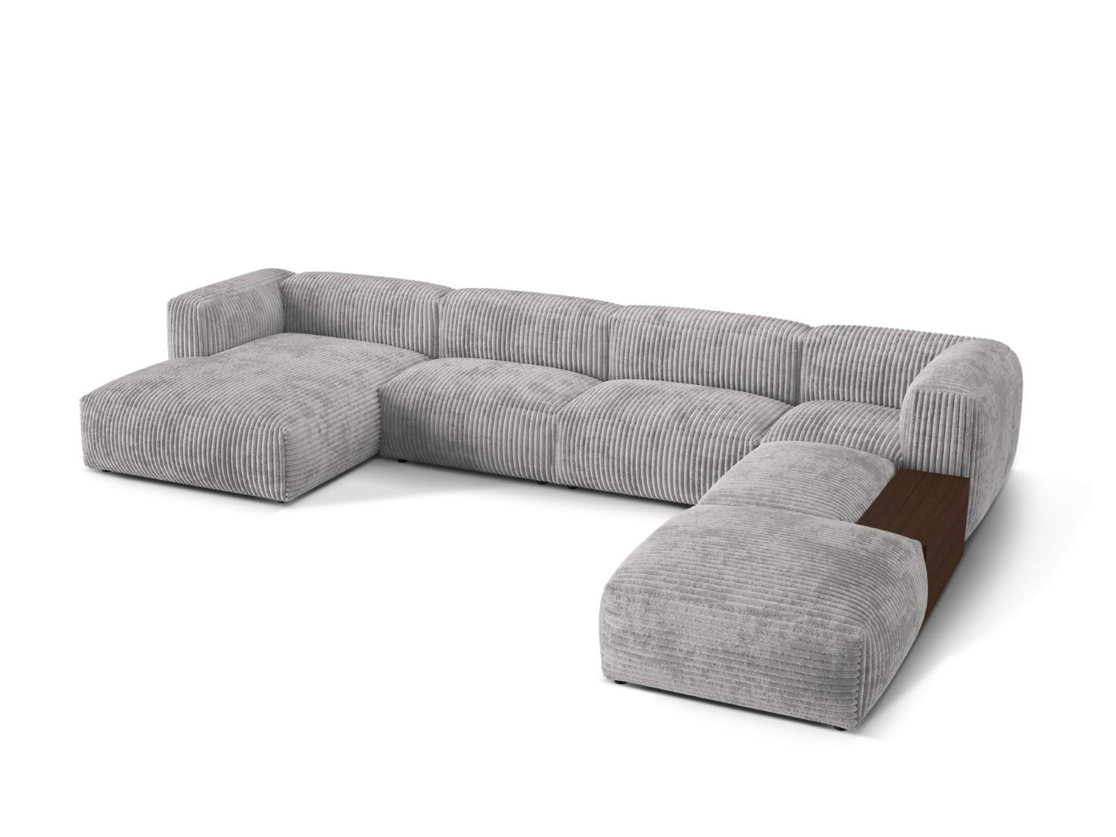 PANORAMASOFA modular rechts Martina aus Cord hellgrau 5 Sitzplätze - Hellgrau, Textil (406/75/280cm) - Micadoni