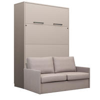 SCHRANKBETT Wandbett GN 140x200 congo mit LED & Sofa - Hellgrau - Hellgrau/Grau, Holz/Holzwerkstoff (140/200cm) - QMM TraumMöbel