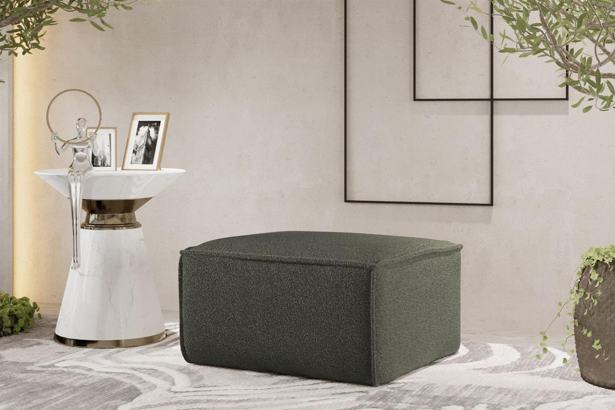 POLSTERHOCKER Celes Prem.65 Asc. Bukla - Jadegrün, Holzwerkstoff/Textil (65/40/65cm) - Fun Möbel