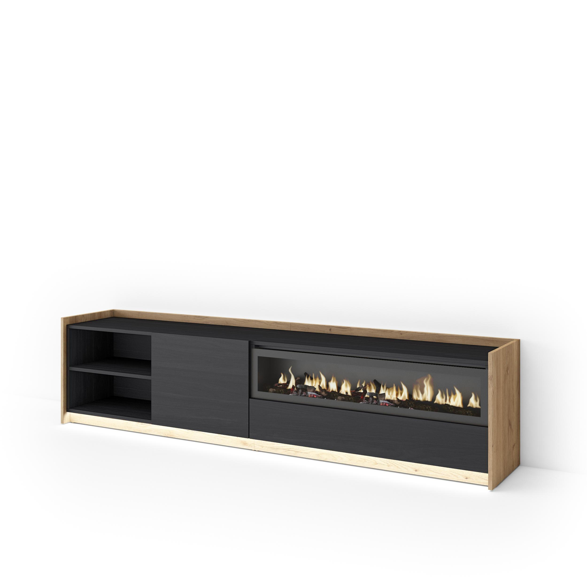 Skraut Home Lowboard, Schwarz 207x50x37 cm