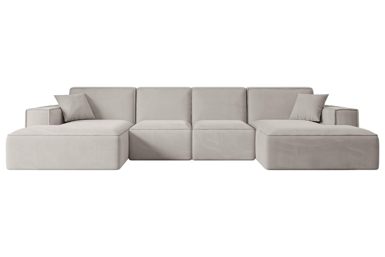 WOHNLANDSCHAFT SIERRA-U - 344x165x73 cm Hellbraun Velours - Hellbraun/Schwarz, Holzwerkstoff/Kunststoff (344/73/165cm) - ALTDECOR