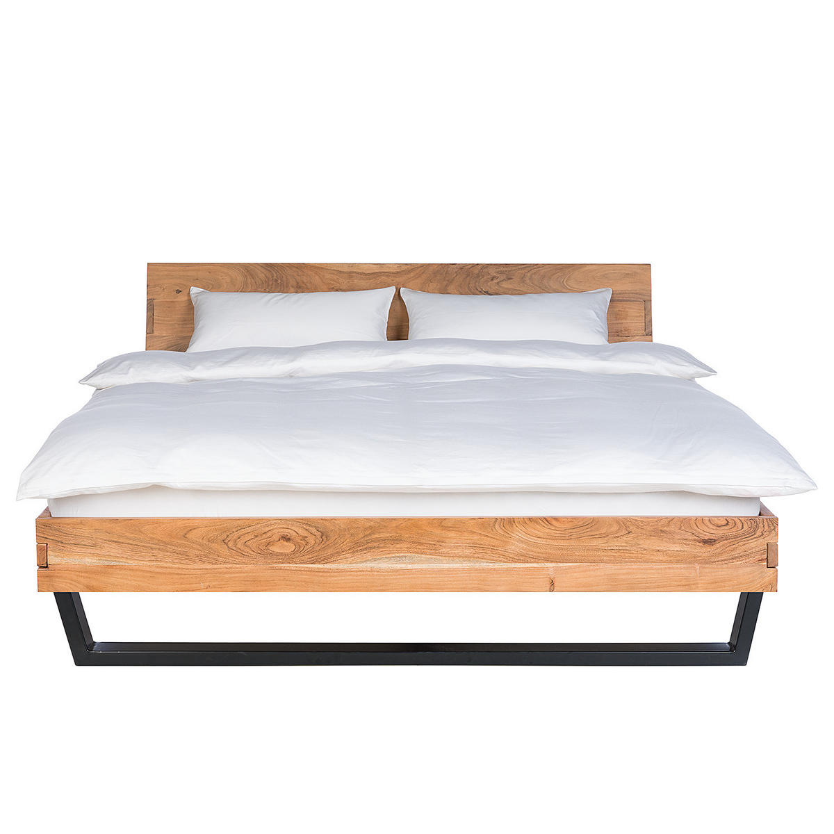 MASSIVHOLZBETT - Akazie massiv - Akaziefarben, Holz (180/200cm) - home24