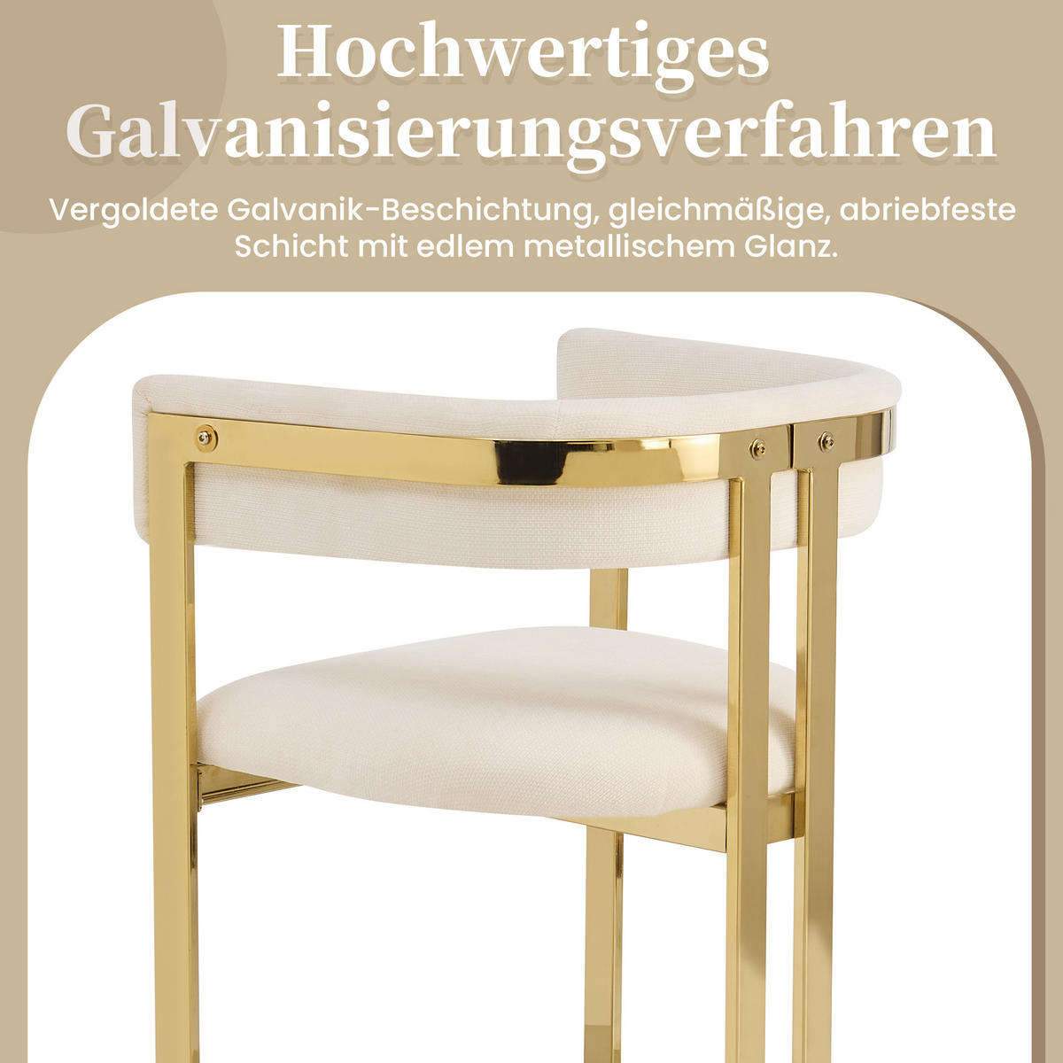 ESSZIMMERSTÜHLE 4er-Set Chenille Gold Metall Beige - Beige/Goldfarben, Textil (60/76/50cm) - FLIEKS