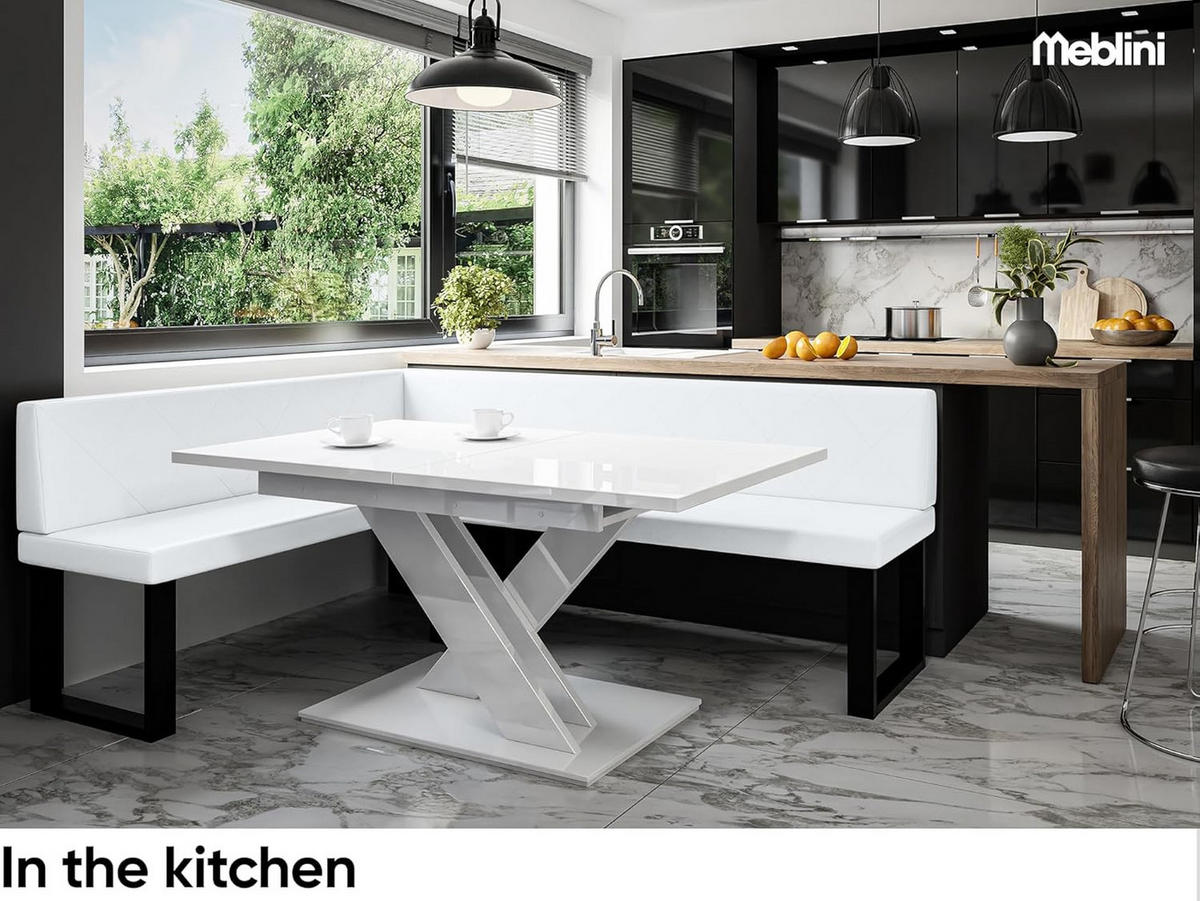 ECKBANK ERIC_U - Weiß, Leder (142/196cm) - Meblini