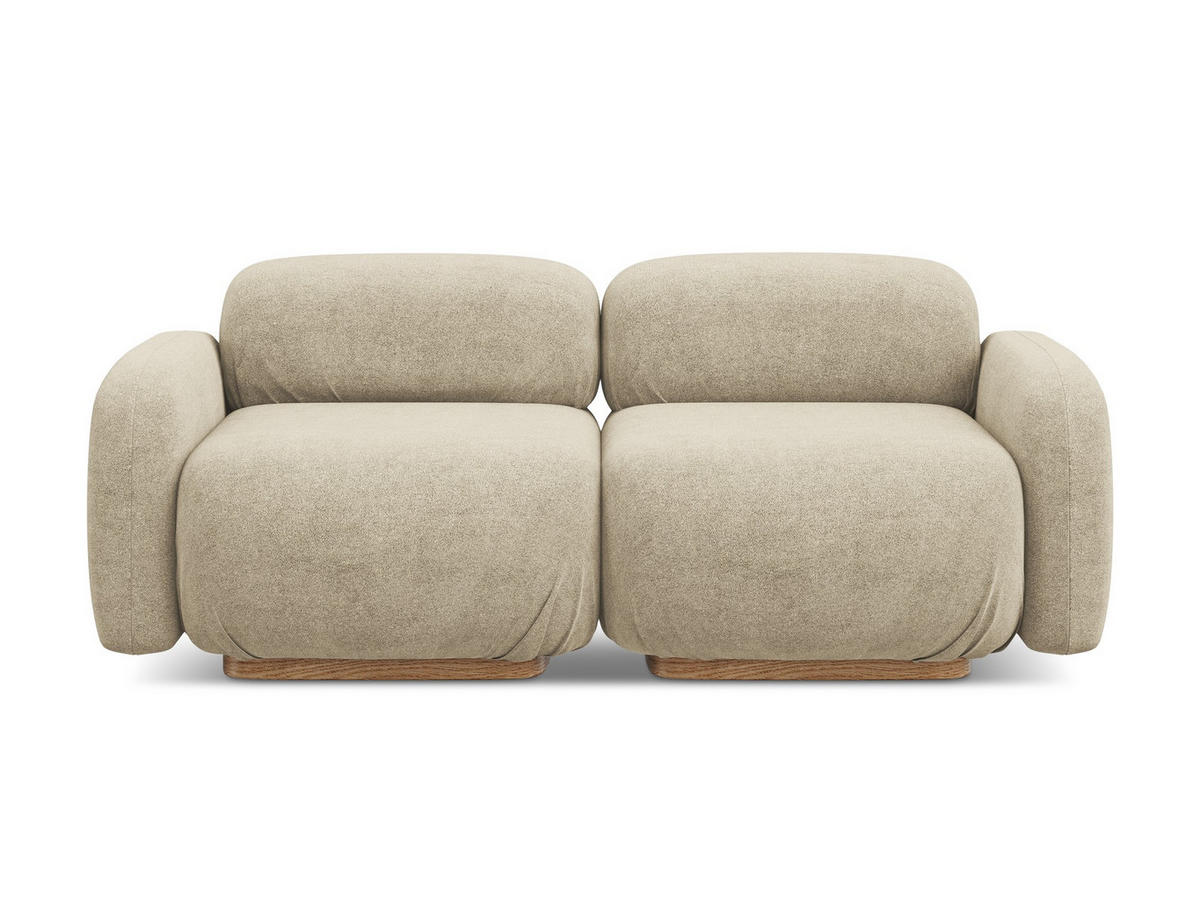 3-SITZER SOFA Bouclé Stoff Beige - Beige/Braun, Holz/Textil (190/73/95cm) - Makamii