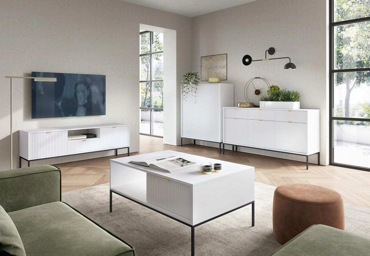 COUCHTISCH Vellore Weiß 104/68/46 cm - Goldfarben/Schwarz, Holzwerkstoff/Metall (68/104/46cm) - Selsey