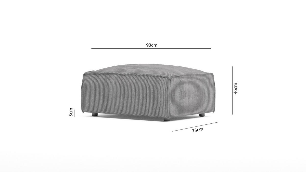 HOCKER Nova Hellgrau Cord - Hellgrau/Schwarz, Holz/Kunststoff (93/46/73cm) - S-Style Möbel