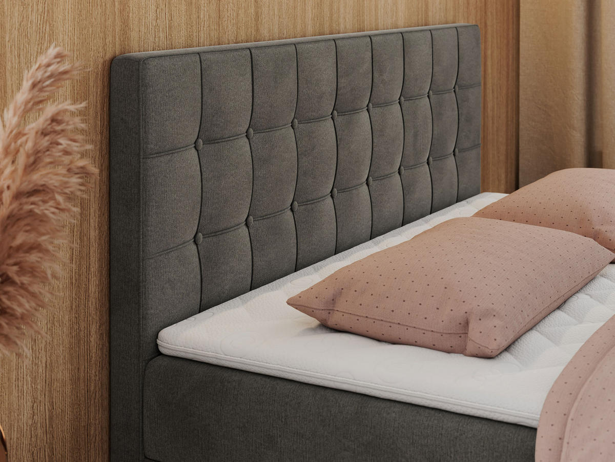 BOXBETT CARMEN 200/200 Dunkelgrau Velvet - H3 - Dunkelgrau, Holz/Textil (200/200cm) - MKS