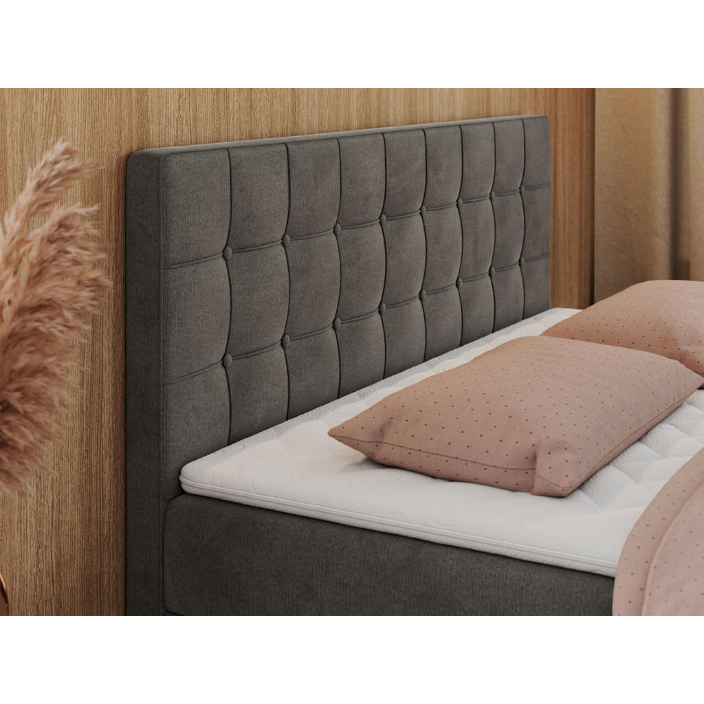 Thumbnail - MKS Boxbett, Dunkelgrau, Textil, 2-Sitzer, H4, Rechteckig, 140x200 cm, Schlafzimmer, Betten, Boxspringbetten
