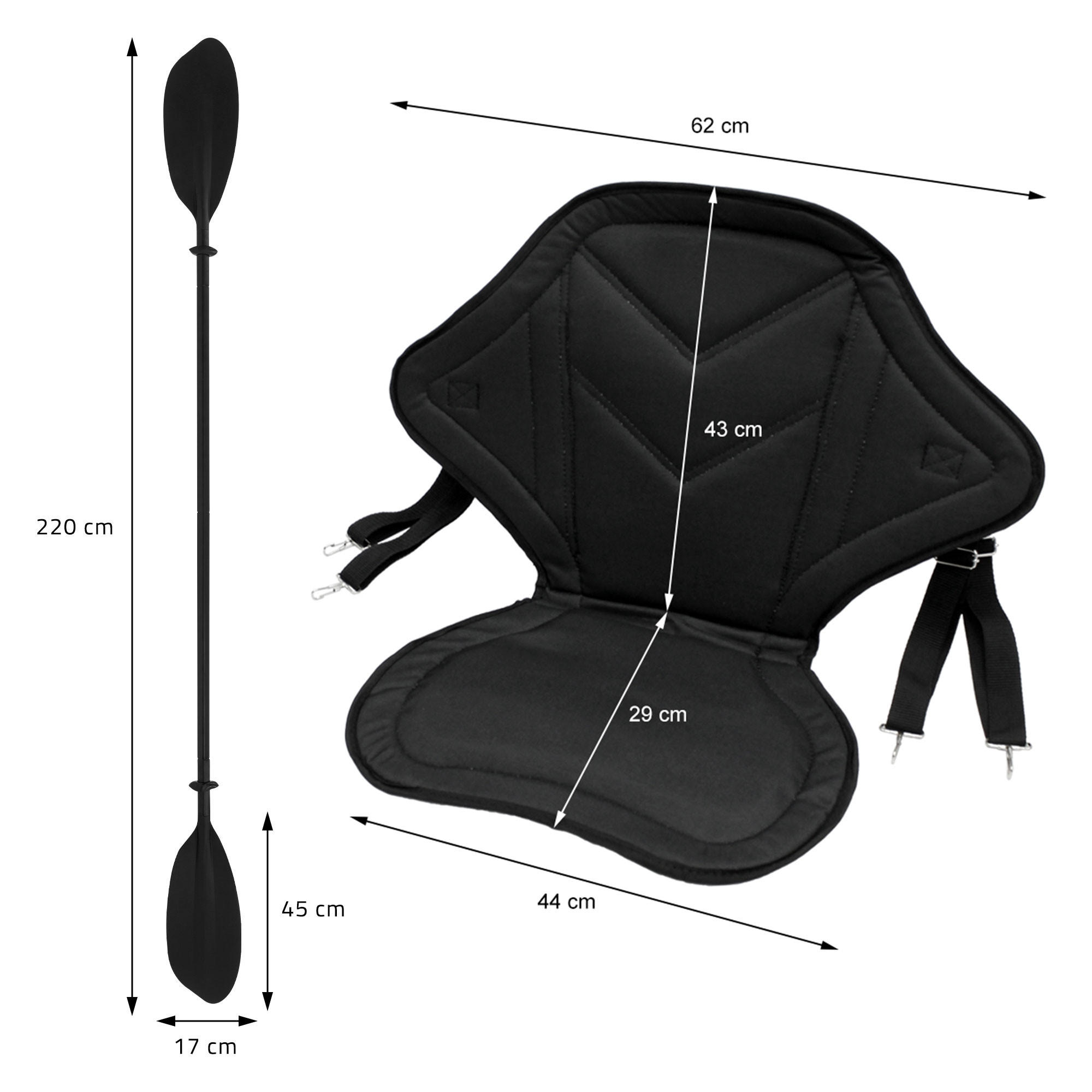 KAJAK SITZ mit Paddel Set - Schwarz, Kunststoff (29/44/43cm) - ECD-Germany