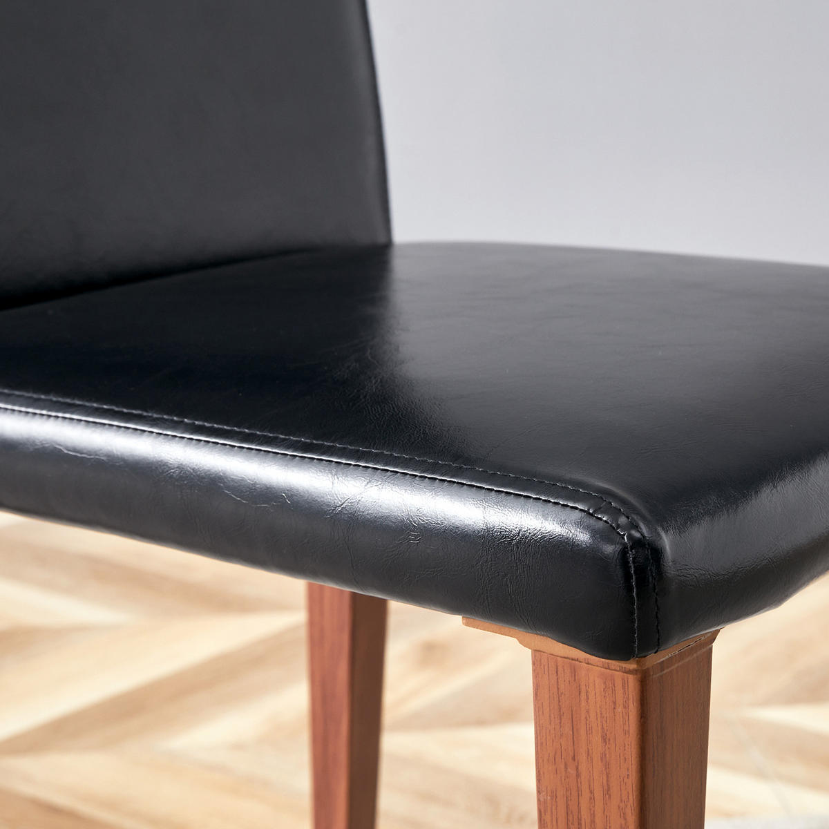 ESSZIMMERSTUHL mit PU-Bezug 90 cm Schwarz Nussbaumoptik 2er-Set - Schwarz, Metall (47/90/41.1cm) - Meubliv
