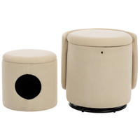 SESSEL Cord Beige drehbar und mit Stauraum - Beige, Holzwerkstoff/Textil (48/75/52cm) - WISHDOR