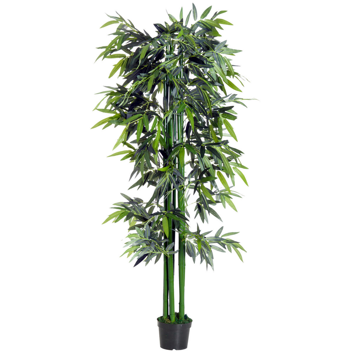 KUNSTBAMBUS DE-08631 mit Übertopf Grün + Schwarz - Grün, Kunststoff (180cm) - ComfortXL