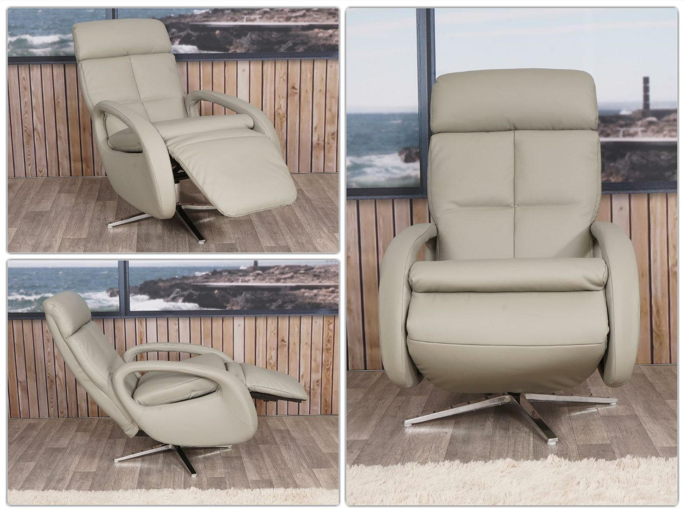 RELAXSESSEL Grau - Grau, Leder (70/109/147cm) - MCW