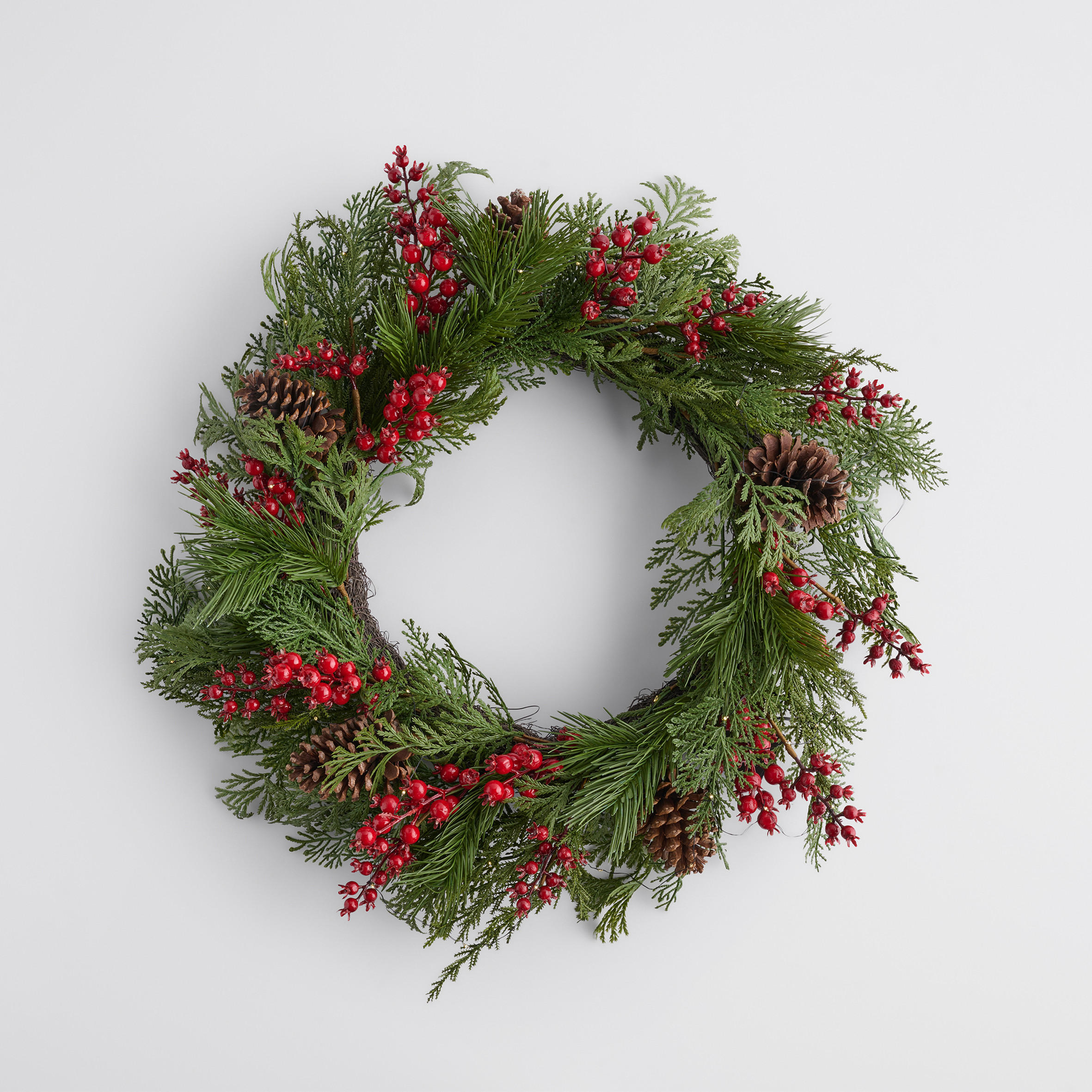 WEIHNACHTSKRANZ LED Holger, 65x65x17 cm - Grün, Kunststoff (65/17/65cm) - home&you