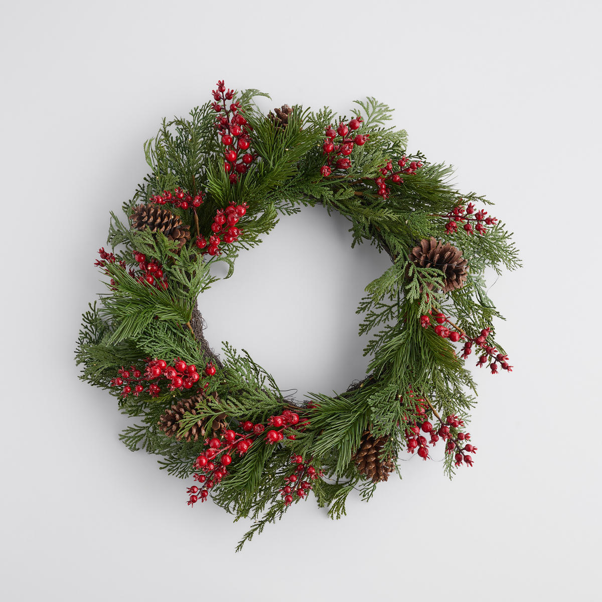 WEIHNACHTSKRANZ LED Holger, 65x65x17 cm - Grün, Kunststoff (65/17/65cm) - home&you