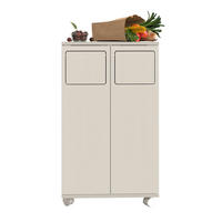 MÜLLSCHRANK DE-38851 46,7/35/80 cm 2 Fächer und Rollen Creme - Creme, Holzwerkstoff (46.7/80/35cm) - ComfortXL