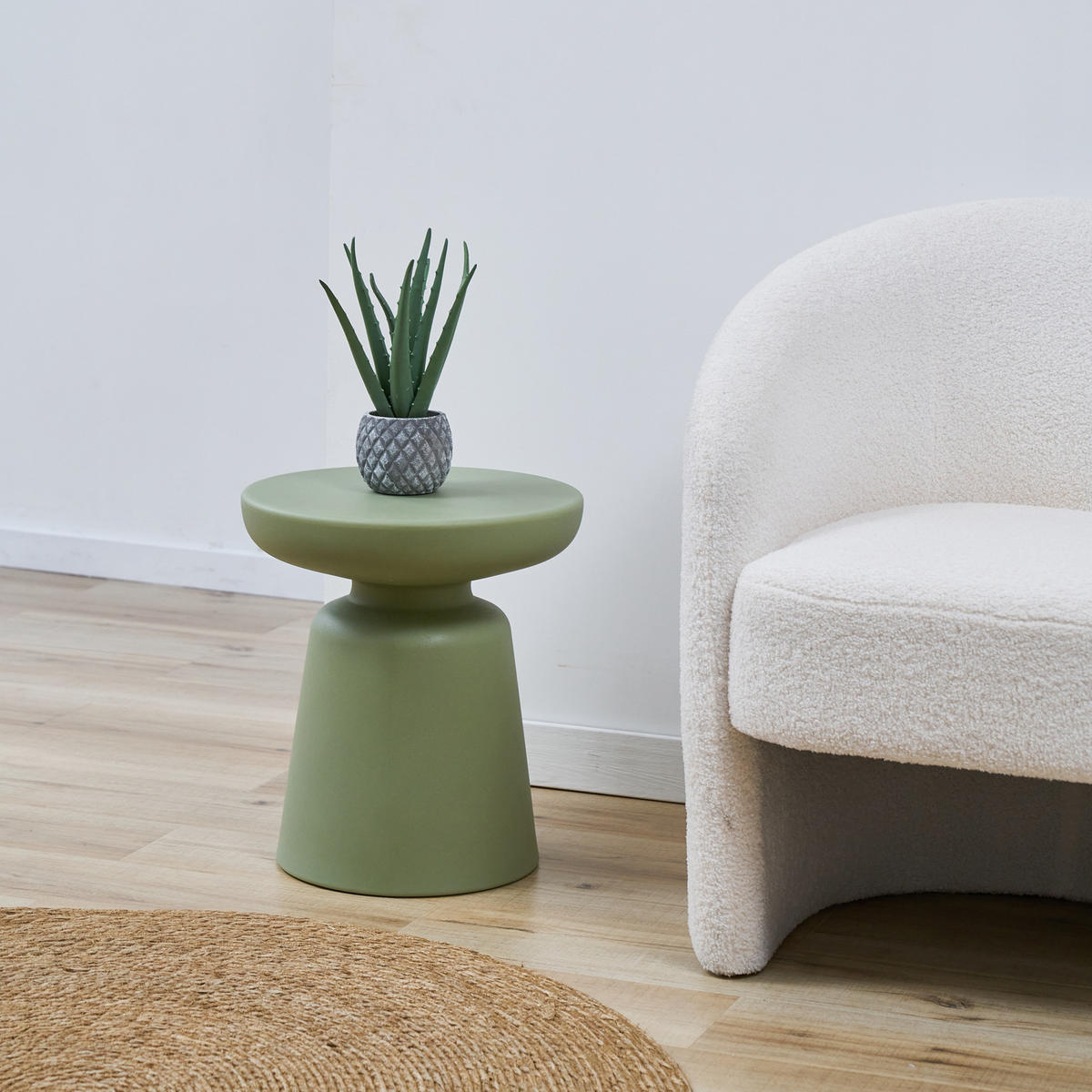 ODKLÁDACÍ STOLEK Posio - zelená barva, plast (40/40/44cm) - [en.casa]