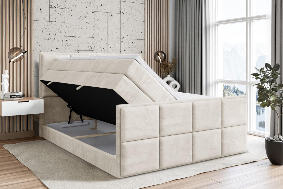 BOXSPRINGBETT NOVA-Z KING - 140 x 200 - H3/H4 - Ecru - Ecru, Holzwerkstoff (140/200cm) - ALTDECOR