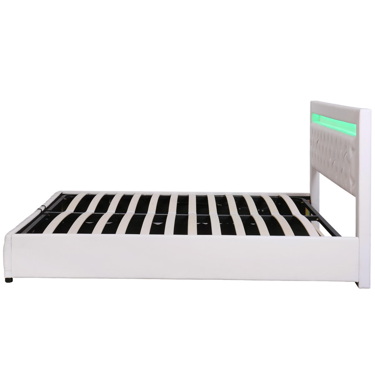 POLSTERBETT 180/200 cm Weiß Funktionsbett mit Stauraum und LED-Beleuchtung - Weiß, Kunststoff (180/200cm) - OKWISH