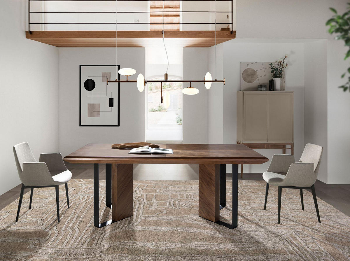 HIGHBOARD Hohe Anrichte in Beige und Nussbaum 90/40/150 cm - Walnussfarben/Grau, Holz (90/150/40cm) - ANGEL CERDA