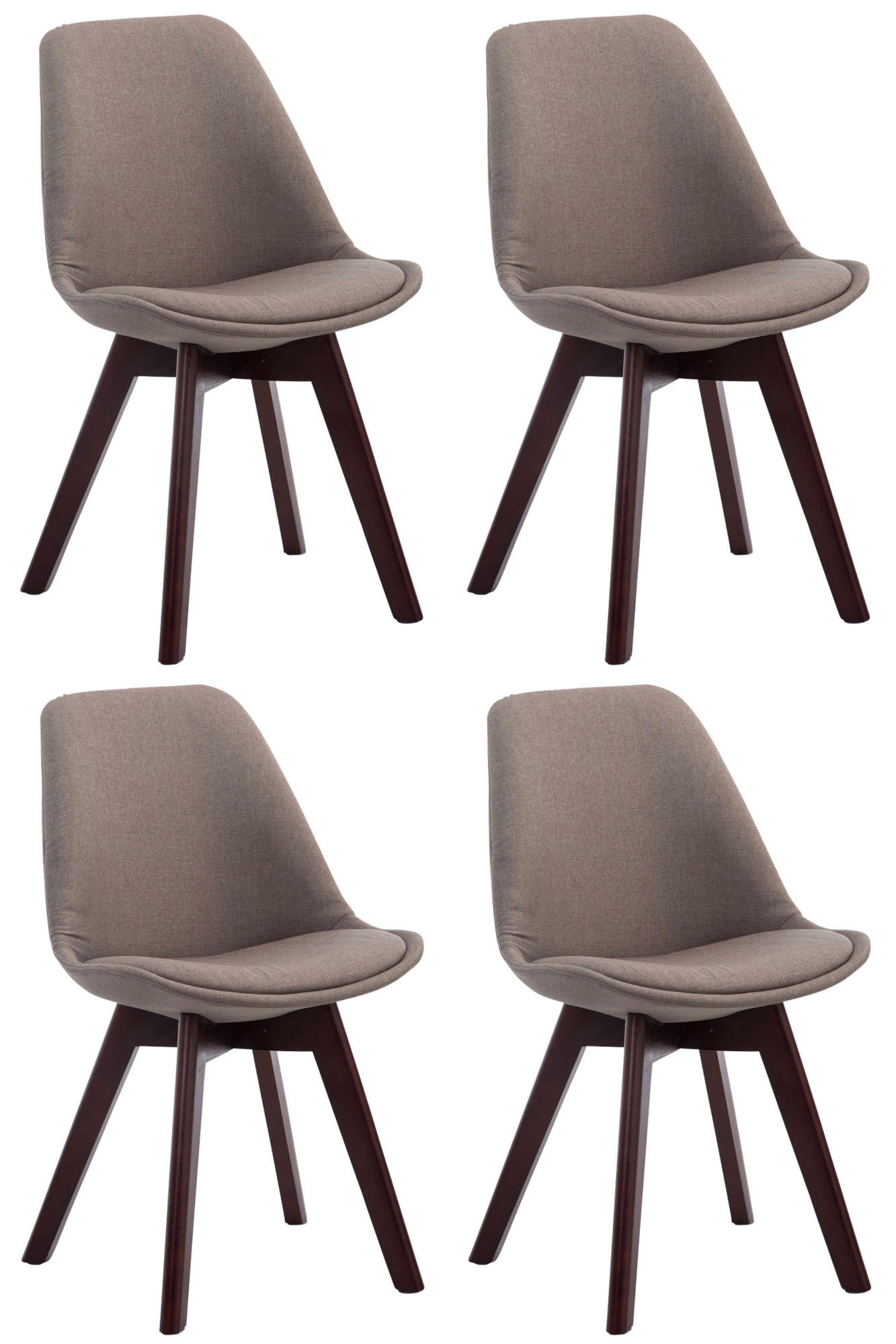 STUHL 4er Set Stoff taupe - Taupe/Walnussfarben, Holz/Textil (48/84/55cm) - CLP