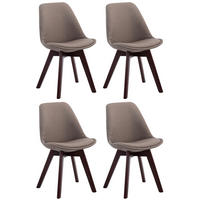 STUHL 4er Set Stoff taupe - Taupe/Walnussfarben, Holz/Textil (48/84/55cm) - CLP