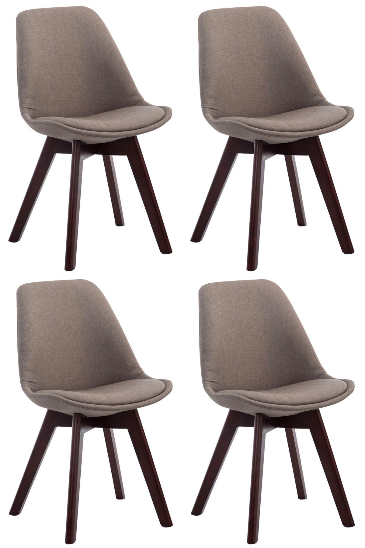 STUHL 4er Set Stoff taupe - Taupe/Walnussfarben, Holz/Textil (48/84/55cm) - CLP