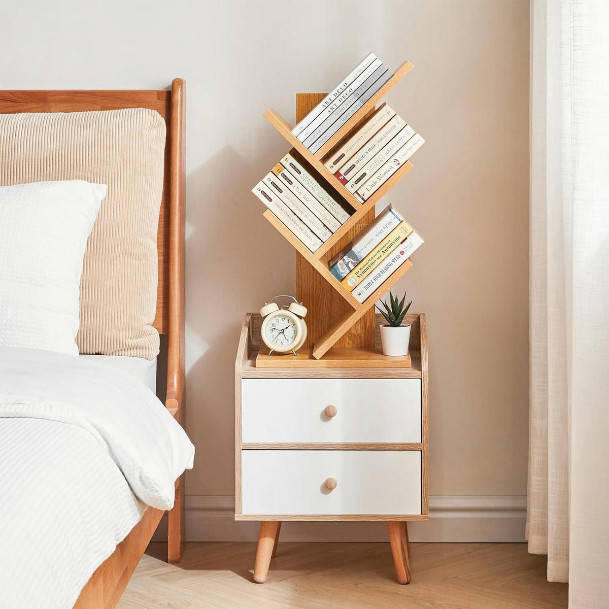 BÜCHERREGAL Baumform 4 Ebenen Naturfarben 60 cm - Braun, Holzwerkstoff (17/60/30cm)