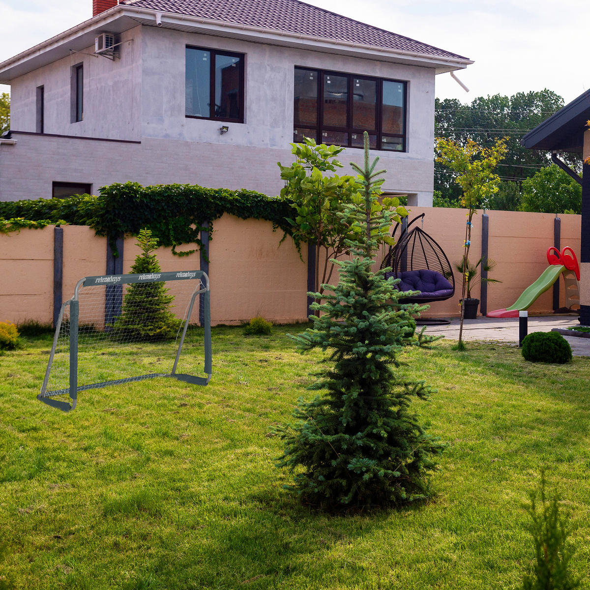 FUßBALLTOR - Grau, Textil/Metall (150/75cm) - Relaxdays