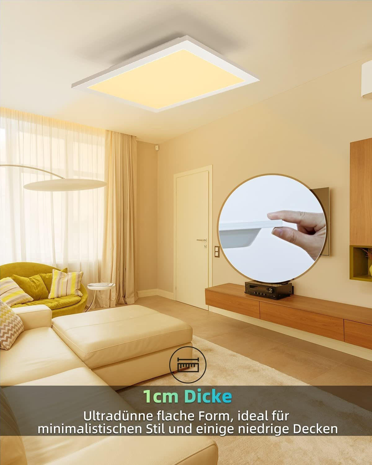LED-DECKENLEUCHTE Oceana 60/60/1 cm - Weiß, Metall (60/60/1cm) - Nettlife