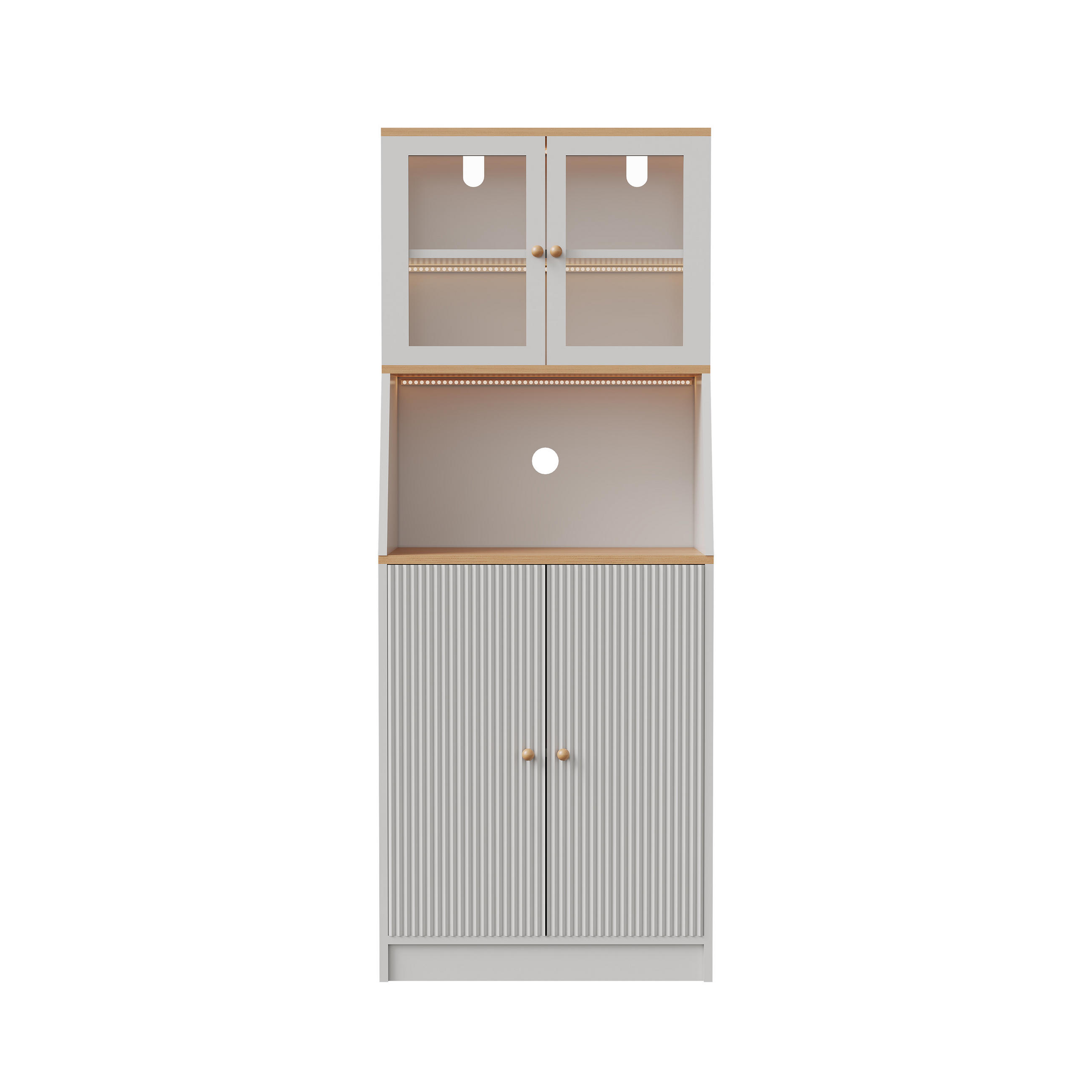 BUFFET modern, weiß, LED-Beleuchtung, groß, minimalistisch, elegant - Weiß, Holz (70/180/40cm) - EuroLiving