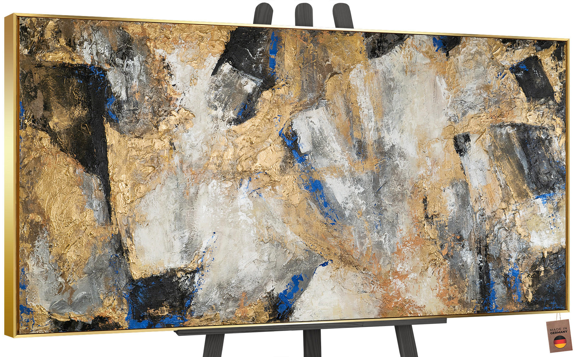GEMÄLDE Goldener Kontrast Schattenfugenrahmen Gold 140x70 cm - Goldfarben, Holz (140/70cm) - YS-art gallery