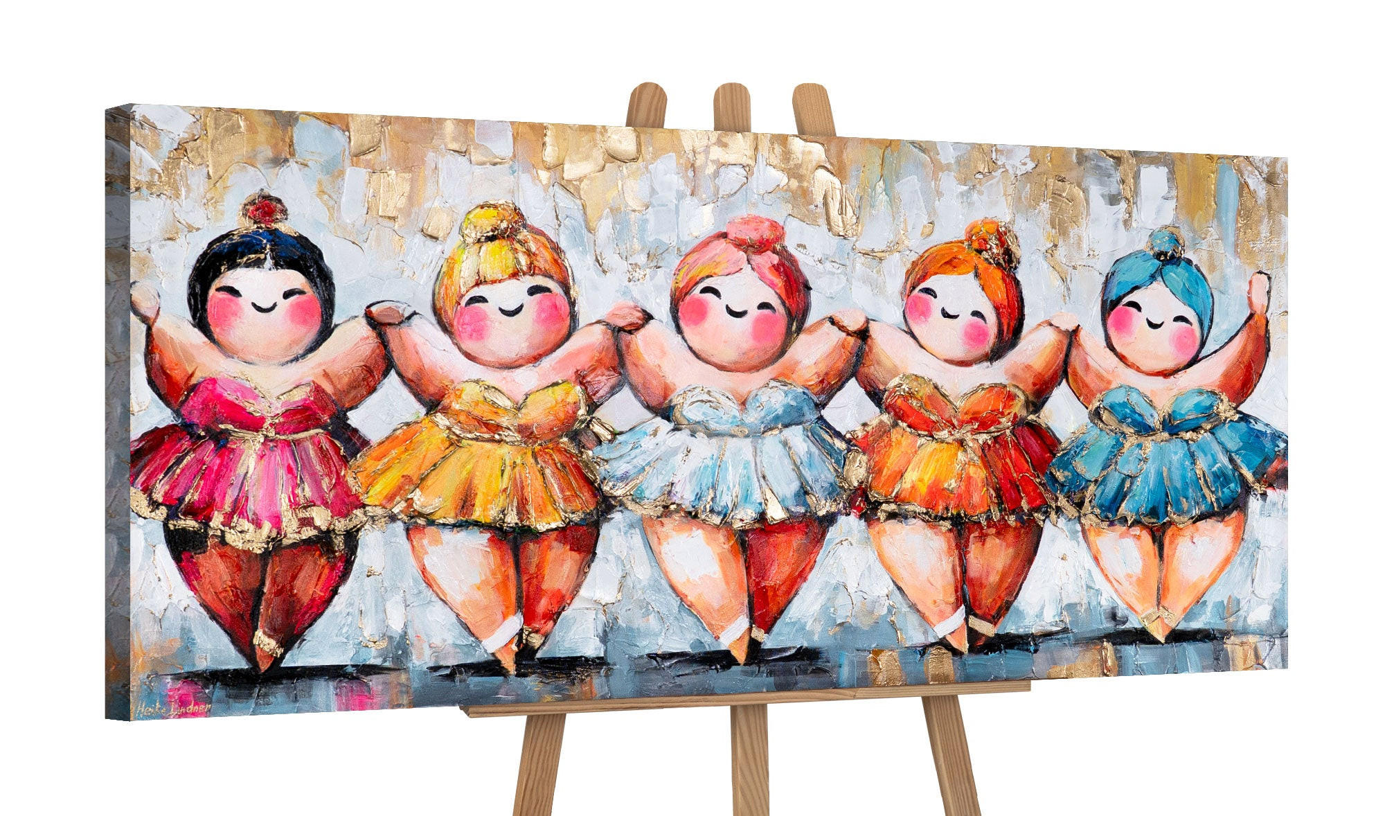 GEMÄLDE Helles Ensemble auf Keilrahmen 115x50 cm - Multicolor, Holz (115/50cm) - YS-art gallery