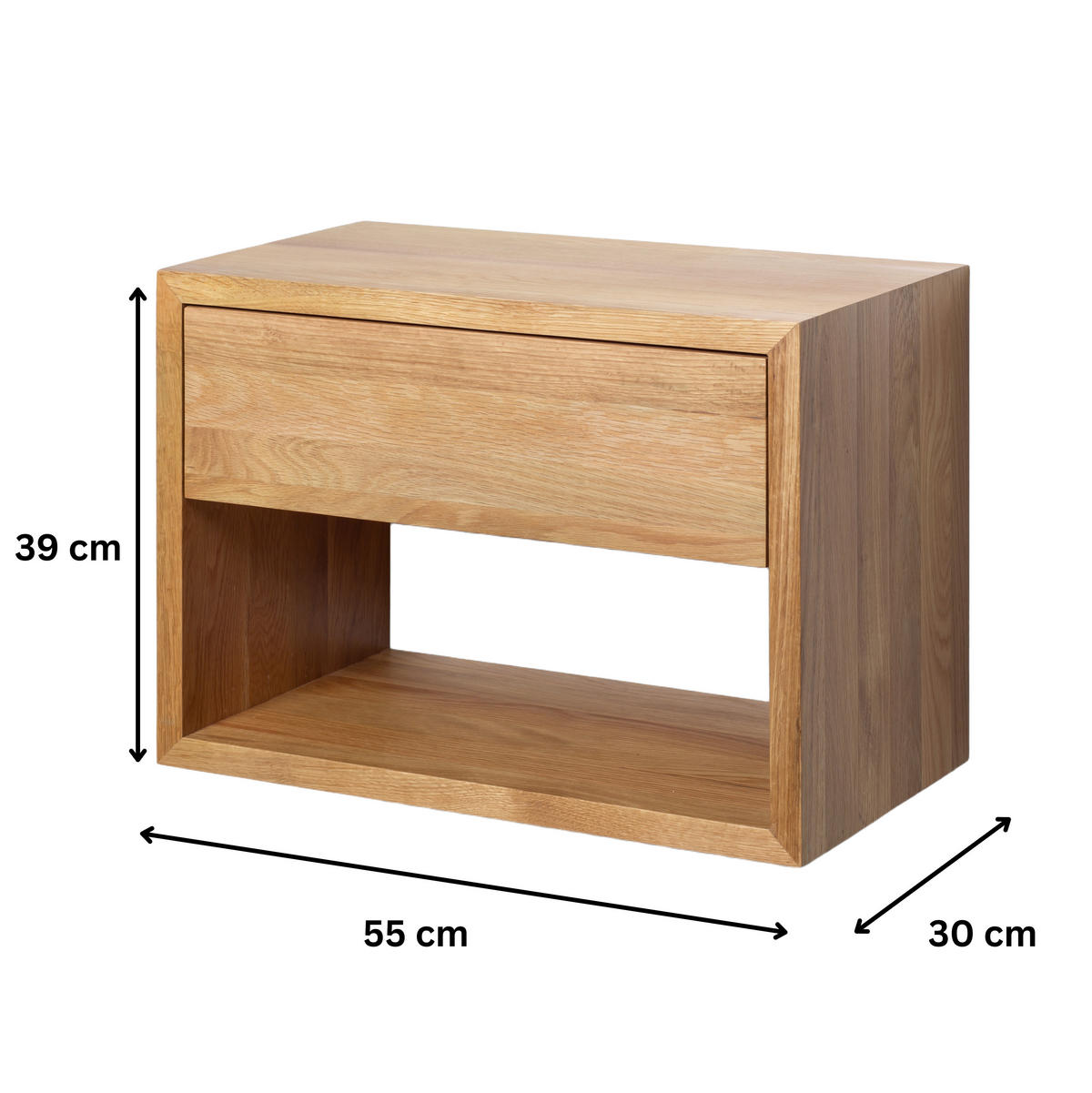 NACHTTISCH Hugo, Eiche, 30/55/39 cm - Eichefarben, Holz (55/39/30cm) - WOODEK