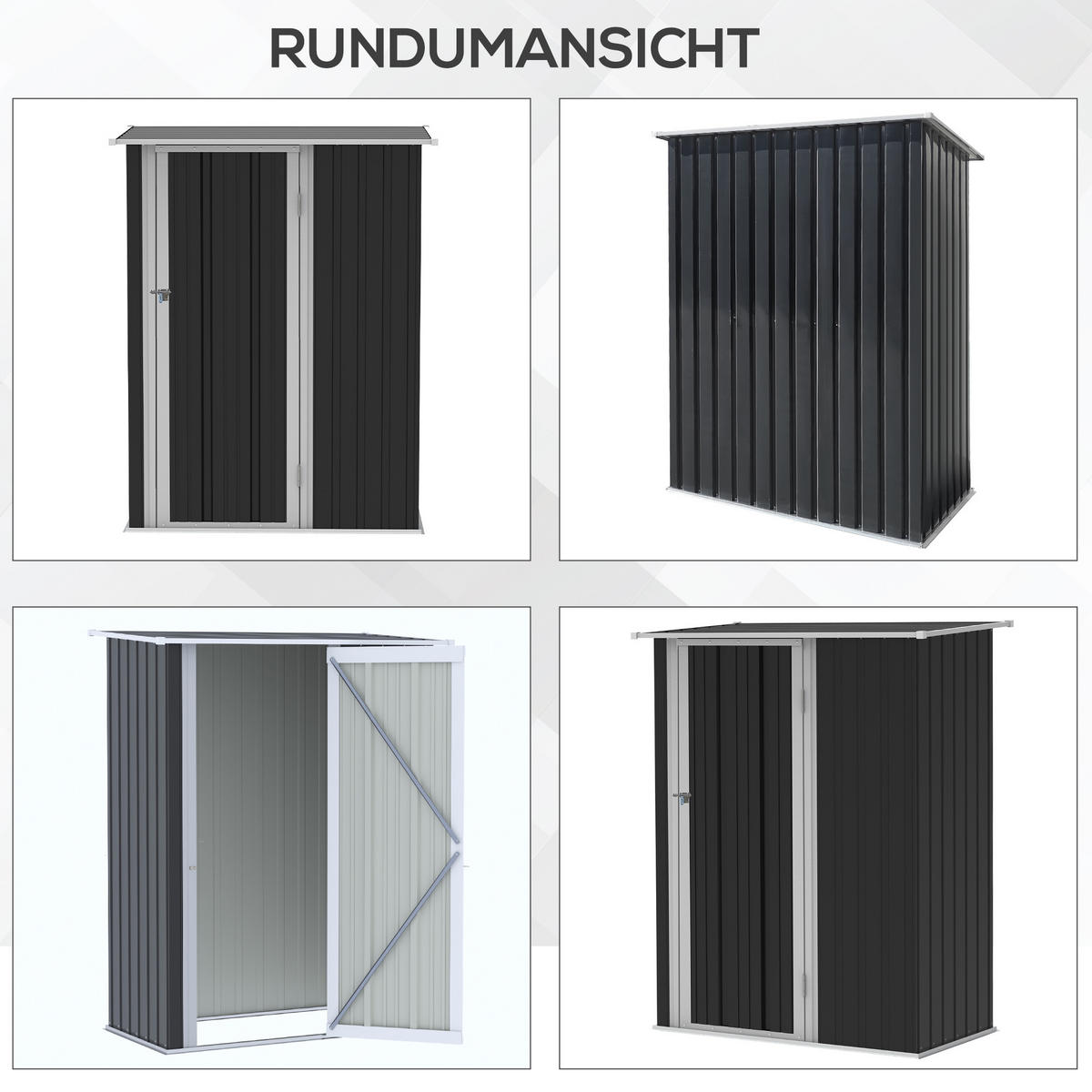 GERÄTEHAUS, Gartenhaus, Geräteschuppen mit Tür, Outdoor, Stahl, Dunkelgrau - Dunkelgrau, Metall (84/189/142cm) - Outsunny