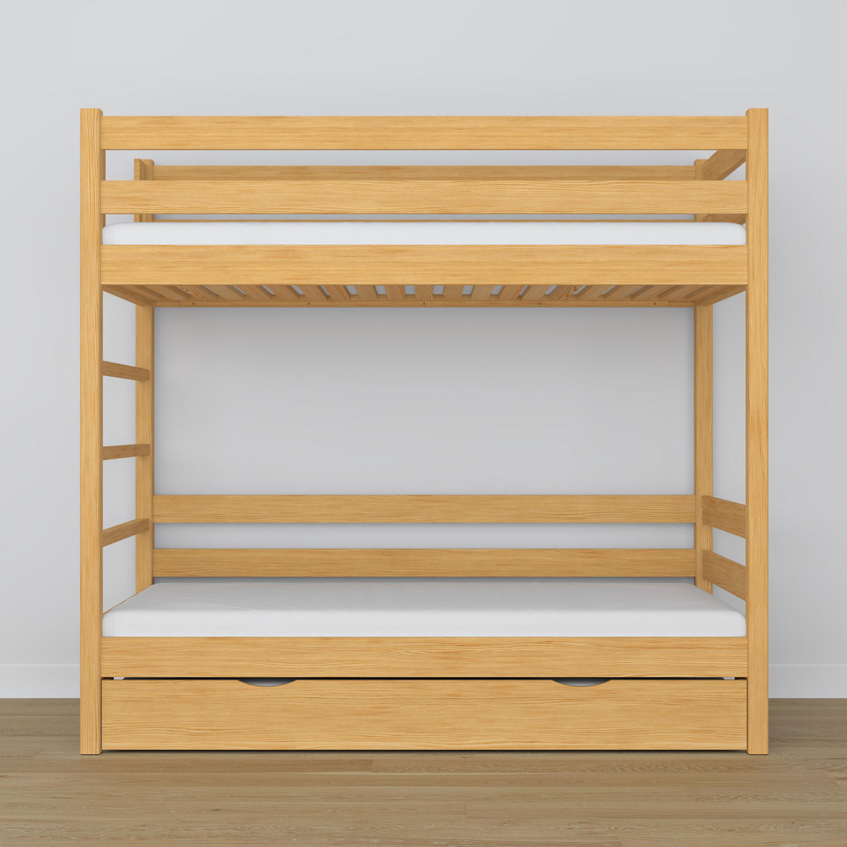 ETAGENBETT N03 mit Matratzenschublade Naturkiefer 100/190 - Hellbraun/Braun, Naturmaterialien/Holz (100/190cm) - N-Wood