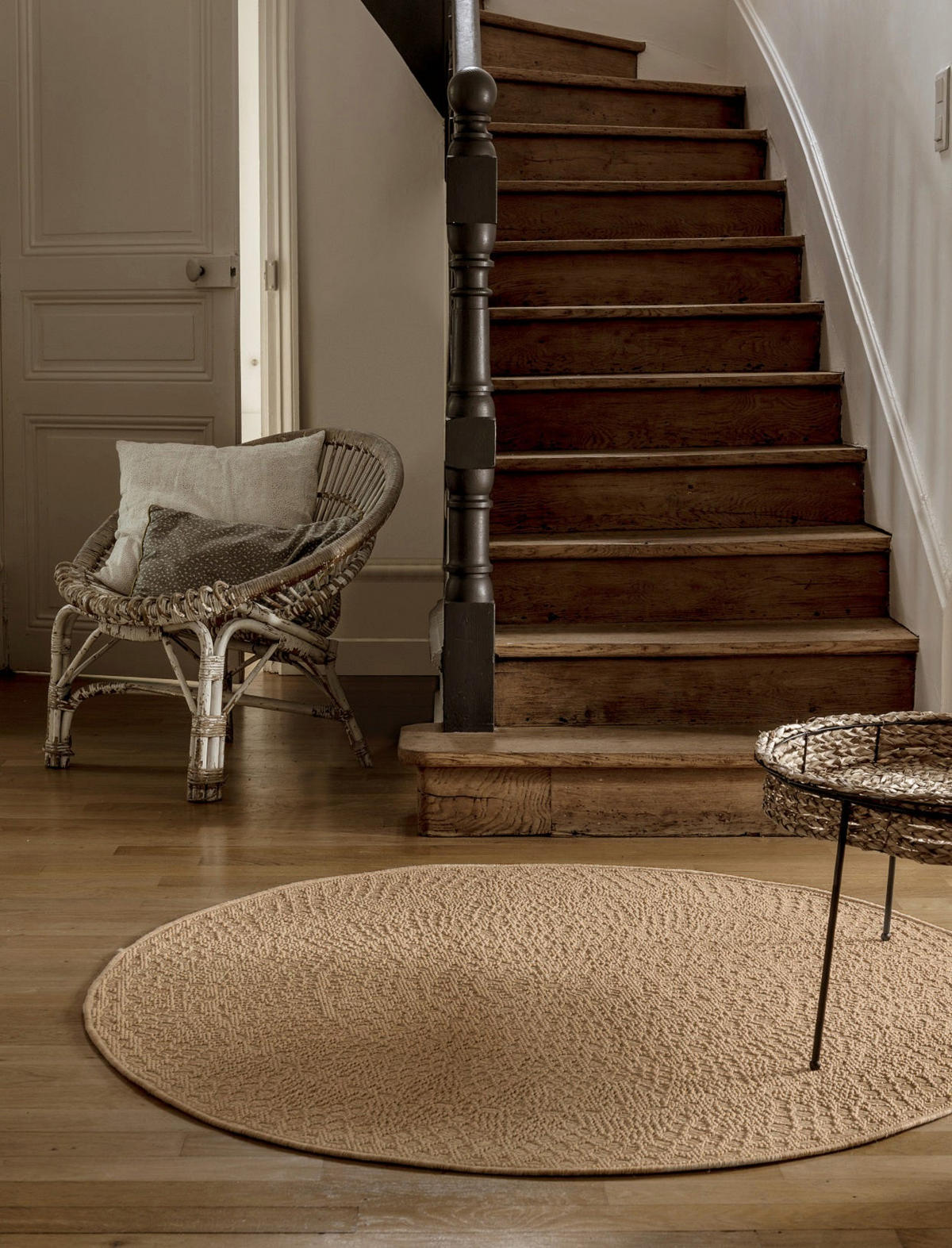 TEPPICH rund skandinavisch gehäkelt beige - Beige, Textil (160/160cm) - AFK Living