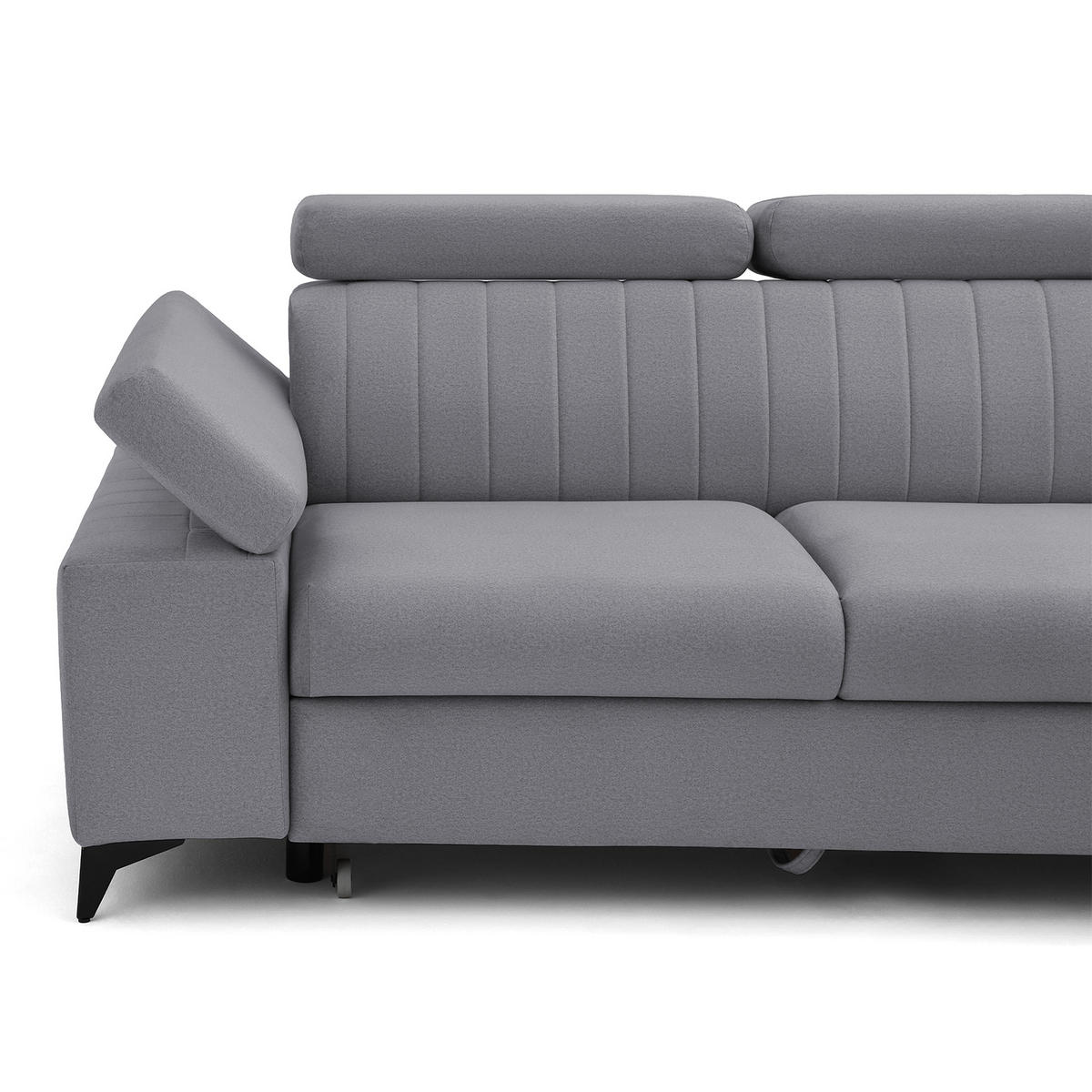 ECKSOFA FELIX L Rechts mit Schlaffunktion Velours Dunkelgrau - Dunkelgrau/Schwarz, Holz/Textil (176/257cm) - Muffo