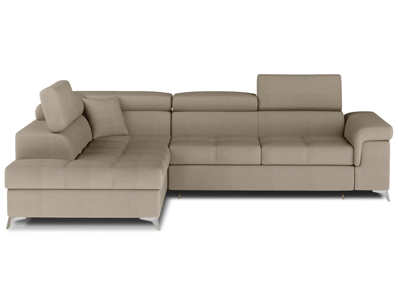 ECKSOFA mit Schlaffunktion und Bettkasten, pflegeleichter Monolith-Stoff - Chromfarben/Braun, Textil/Metall (275/202cm) - Eltap