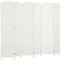 PARAVENT 6-teilig 240 x 170 cm Raumteiler Trennwand aus Kiefernholz Weiß - Weiß, Holz (1.6/170/240cm) - HOMCOM