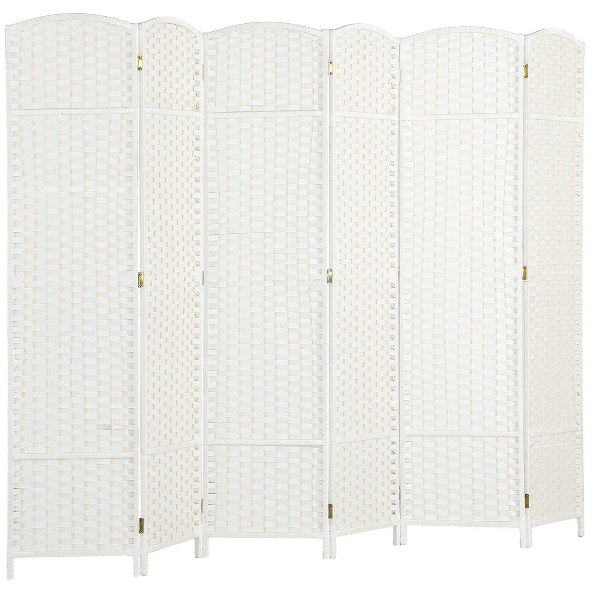 PARAVENT 6-teilig 240 x 170 cm Raumteiler Trennwand aus Kiefernholz Weiß - Weiß, Holz (1.6/170/240cm) - HOMCOM