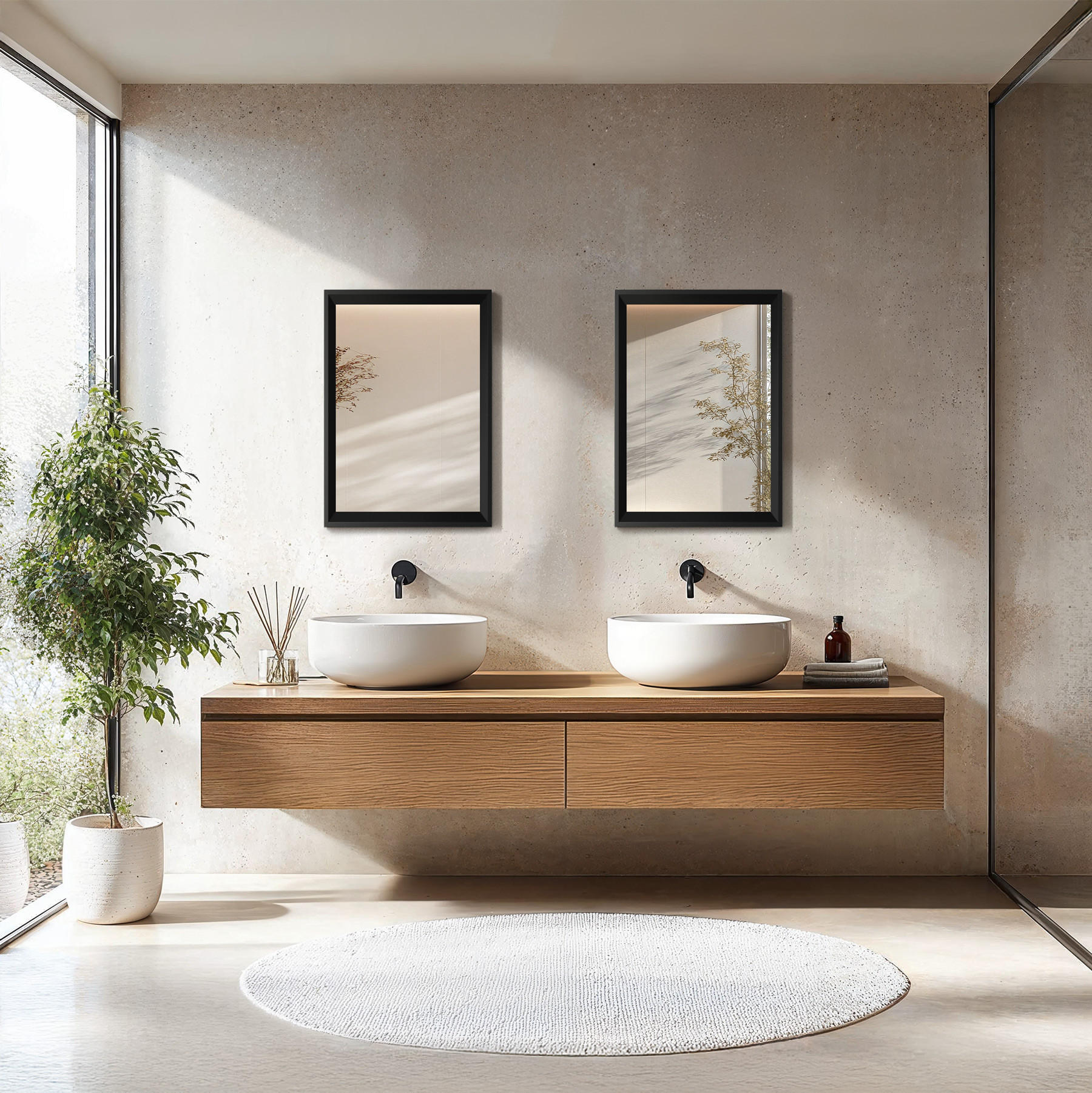 Thumbnail - tectake Rechteckiger, Schwarz, Glas, Rechteckig, 40x60x3.8 cm, Spiegel, Wandspiegel