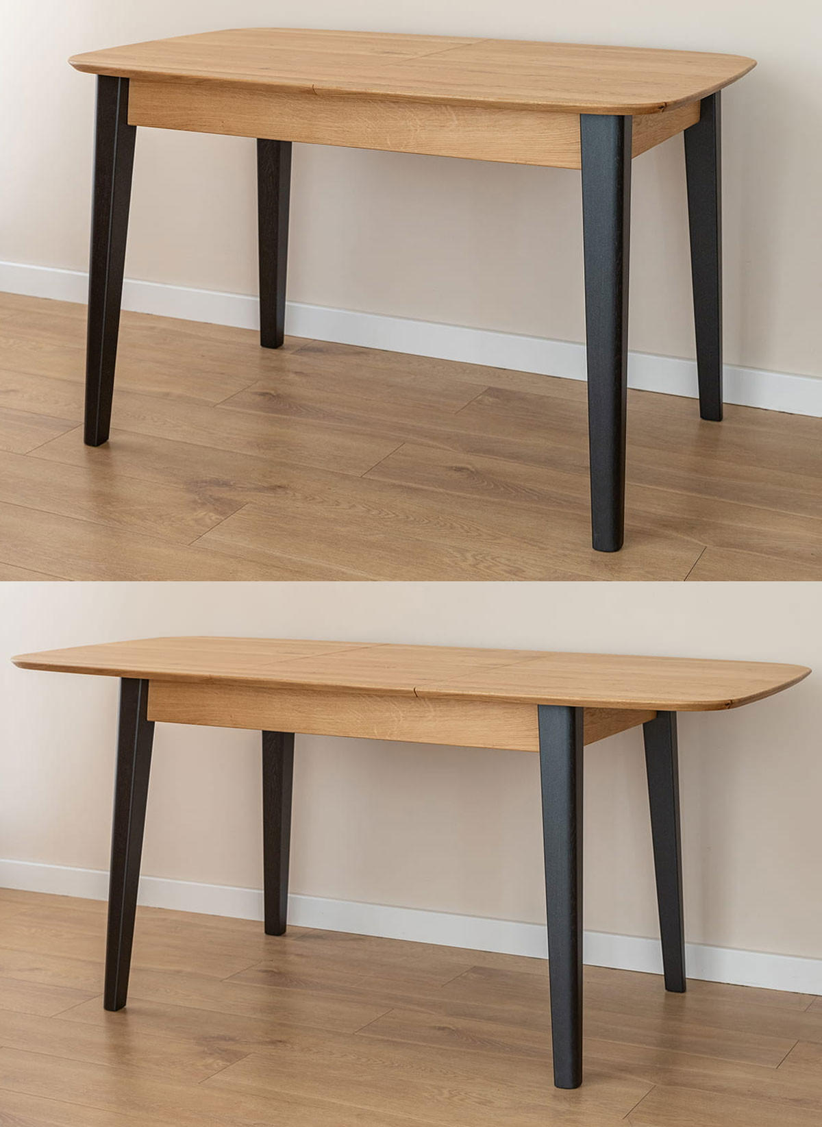 ESSTISCH Orbetello Eiche Natur / Schwarz 120-165 / 80 / 74,5cm - Hellbraun/Schwarz, Holz (80/165/74.5cm) - Feldmann-Wohnen