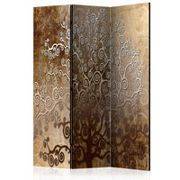 PARAVENT Akustik 3-tlg 135x172 cm Klimts Goldener Baum - Braun, Holz/Textil (135/172/3cm) - Muralo