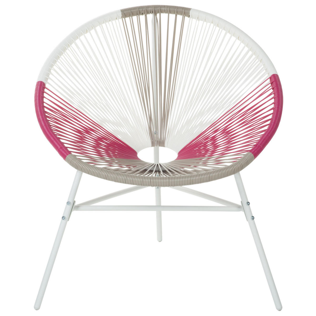 RATTANSTUHL Kunststoff weiß/beige/rosa 76 cm Acapulco - Pink/Beige, Kunststoff (76/85/76cm) - Beliani