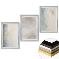 WANDBILDER 3er Set - 40x60 cm Silberner Rahmen - Zarte Aquarellkartons - Silberfarben, Kunststoff (40/60cm) - ArtPrintCave