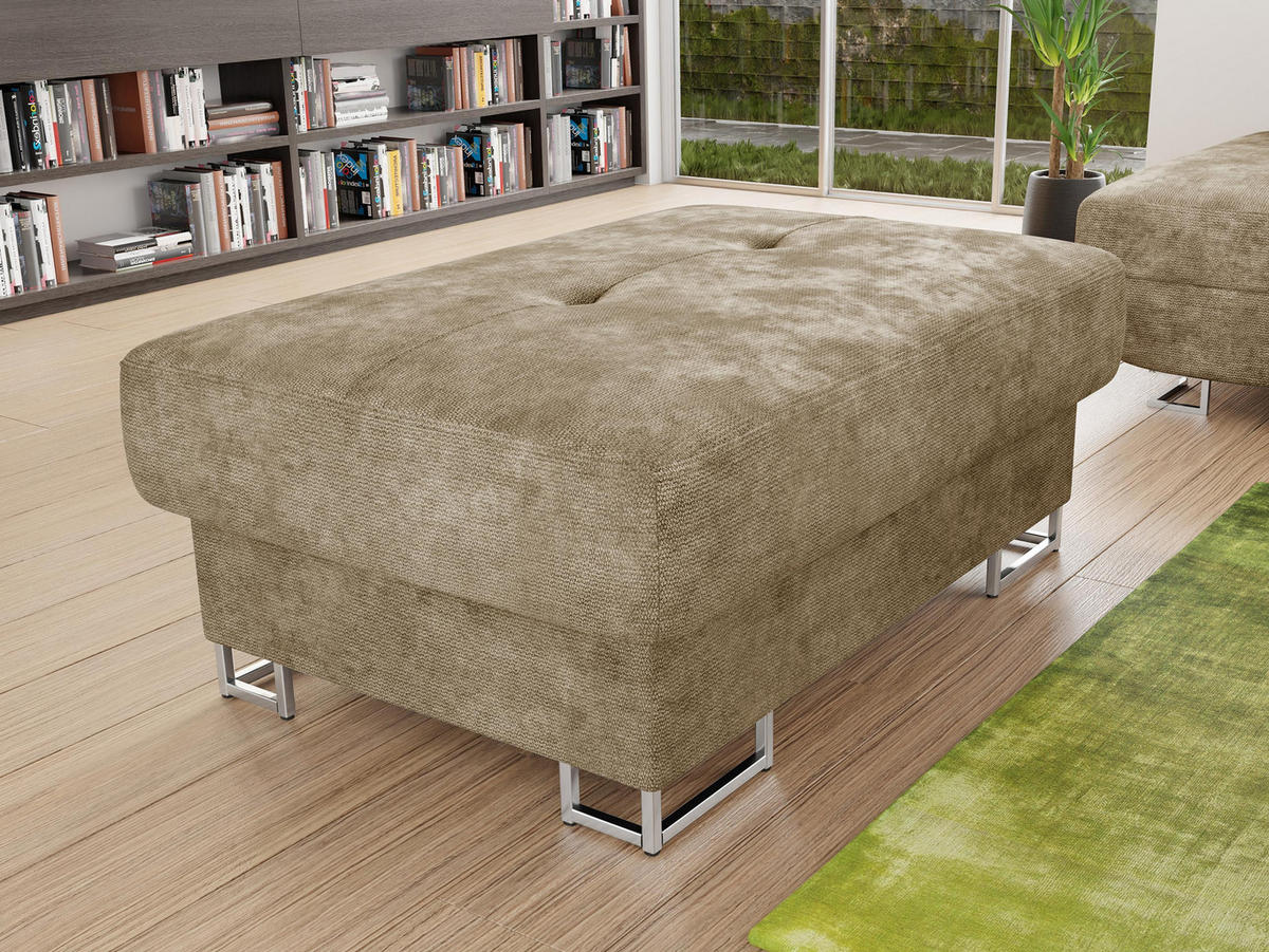 POLSTERHOCKER Cotere - Hellbraun/Silberfarben, Holz/Textil (104/42/67cm) - MIRJAN24